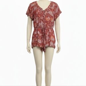 Vici Front Button Cinched Waist Romper